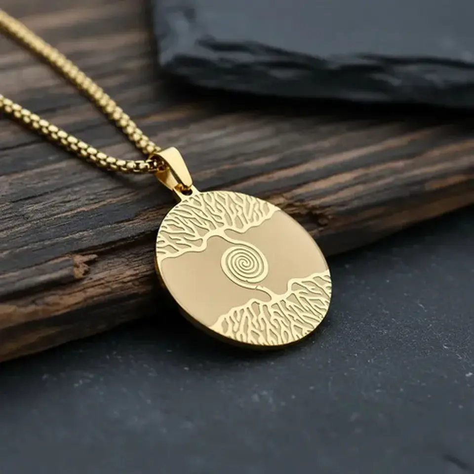 Collar Vikingo De Acero Para Hombre Y Mujer Dije Yggdrasil 8