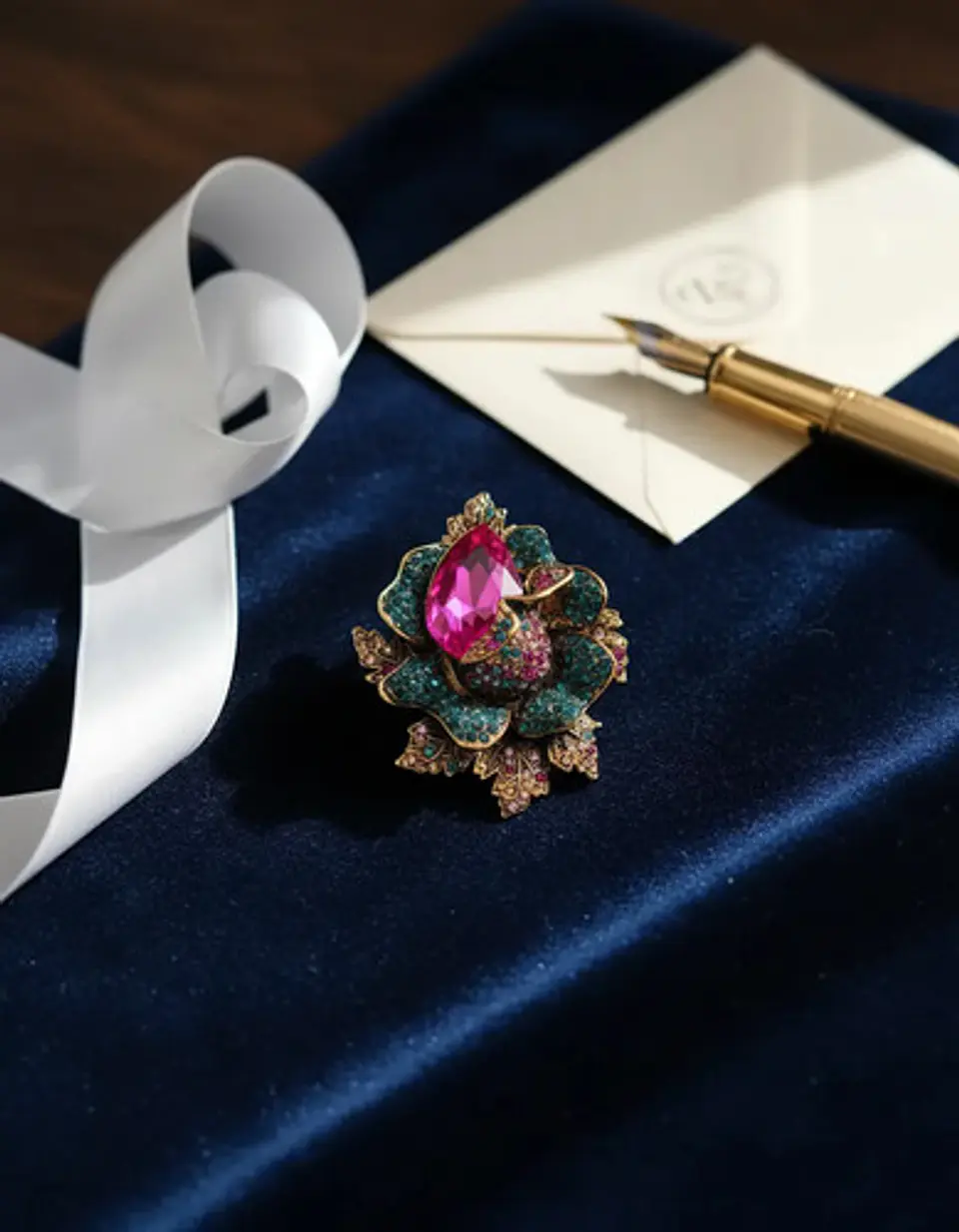 Broche De Alfiler Para Mujeres Flor Vintage Con Piedras Cz 4