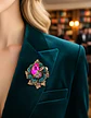 Broche De Alfiler Para Mujeres Flor Vintage Con Piedras Cz - Miniatura 6