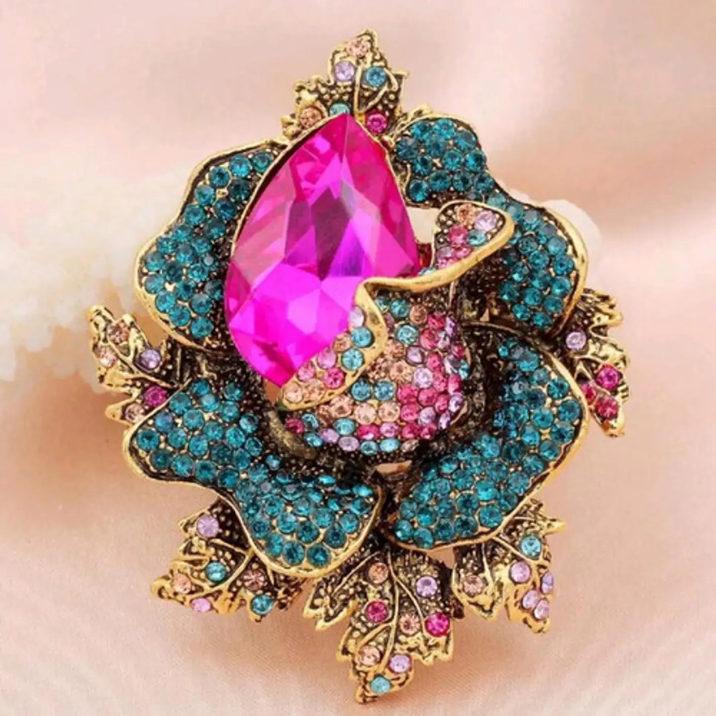 Broche De Alfiler Para Mujeres Flor Vintage Con Piedras Cz 10