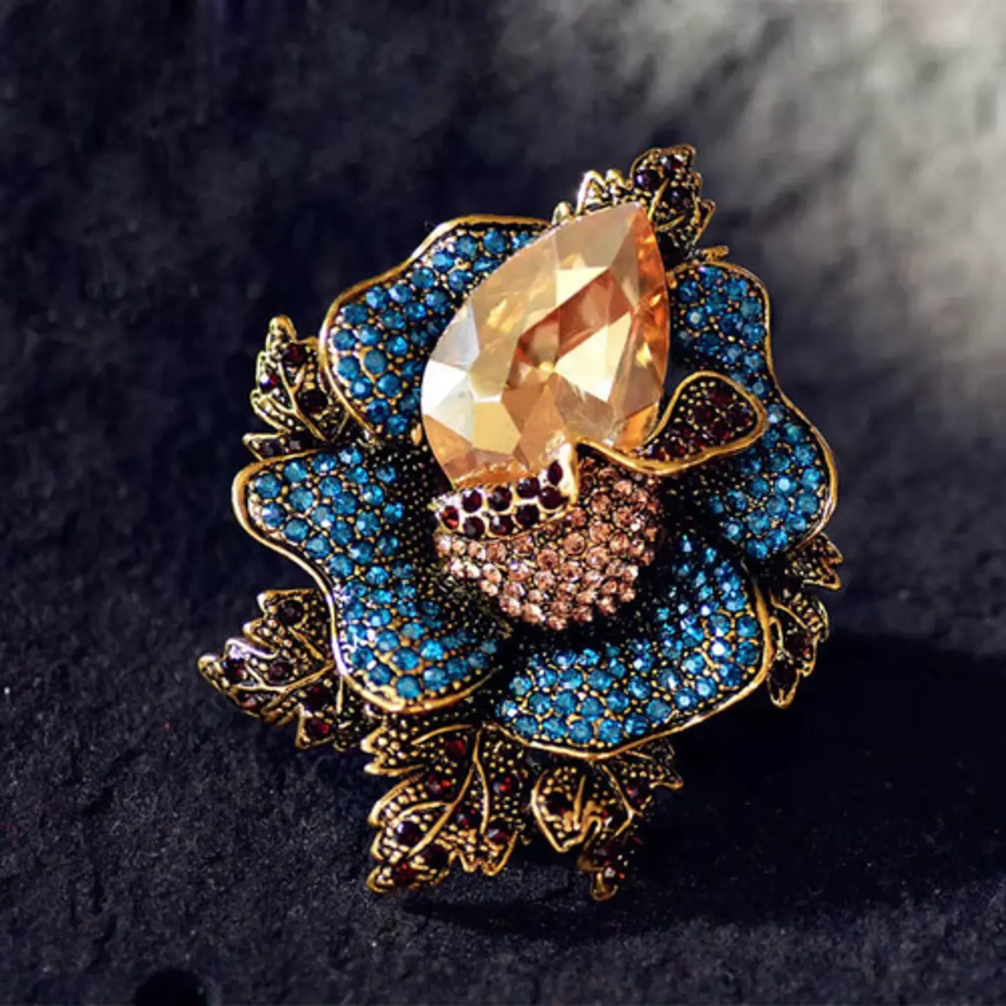 Broche De Alfiler Para Mujeres Flor Vintage Con Piedras Cz 13