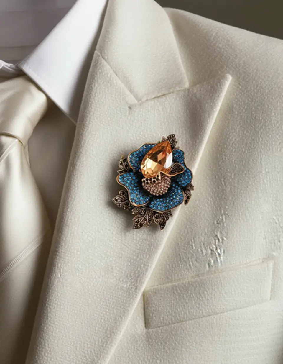 Broche De Alfiler Para Mujeres Flor Vintage Con Piedras Cz 14