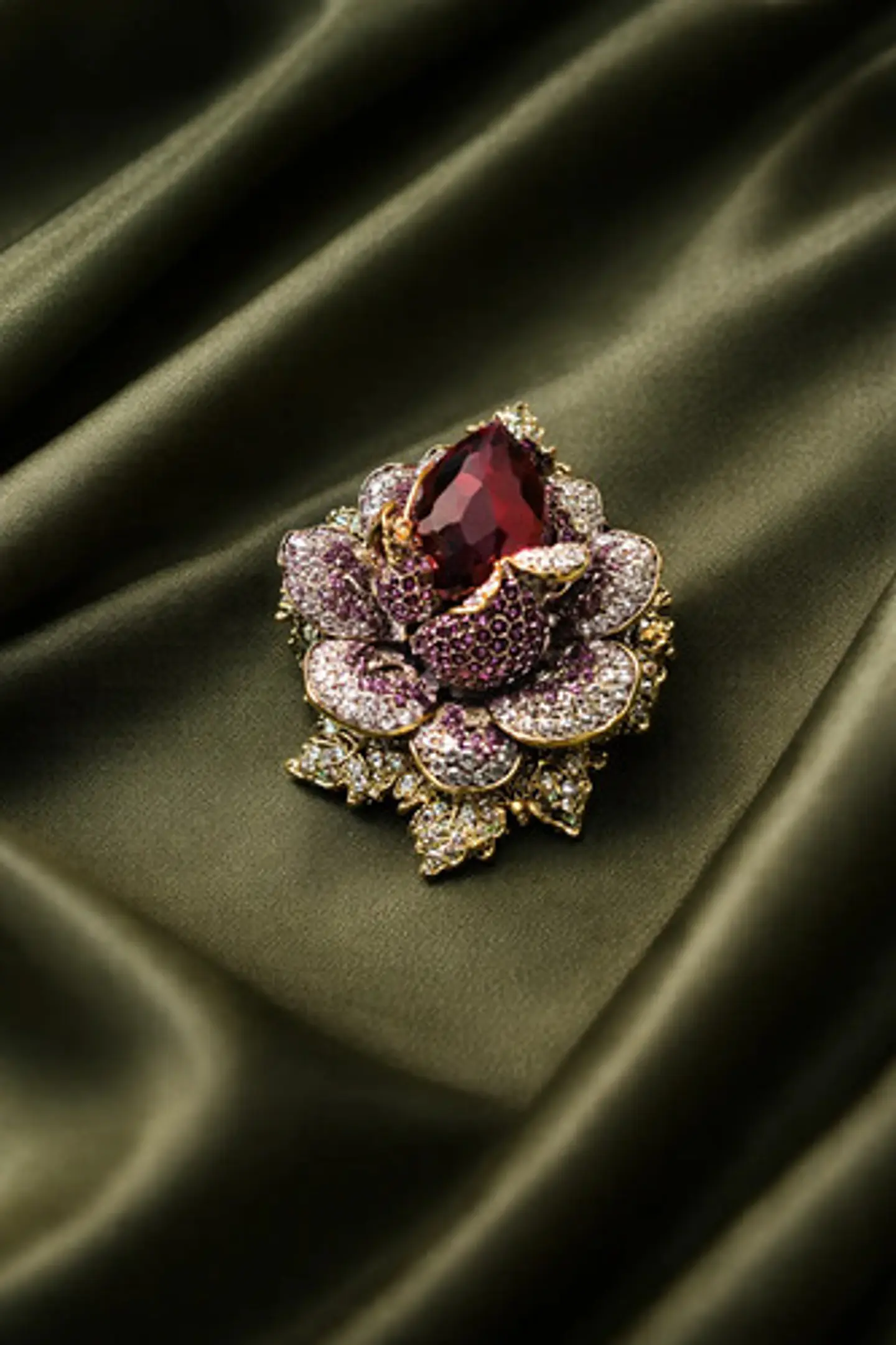 Broche De Alfiler Para Mujeres Flor Vintage Con Piedras Cz 24