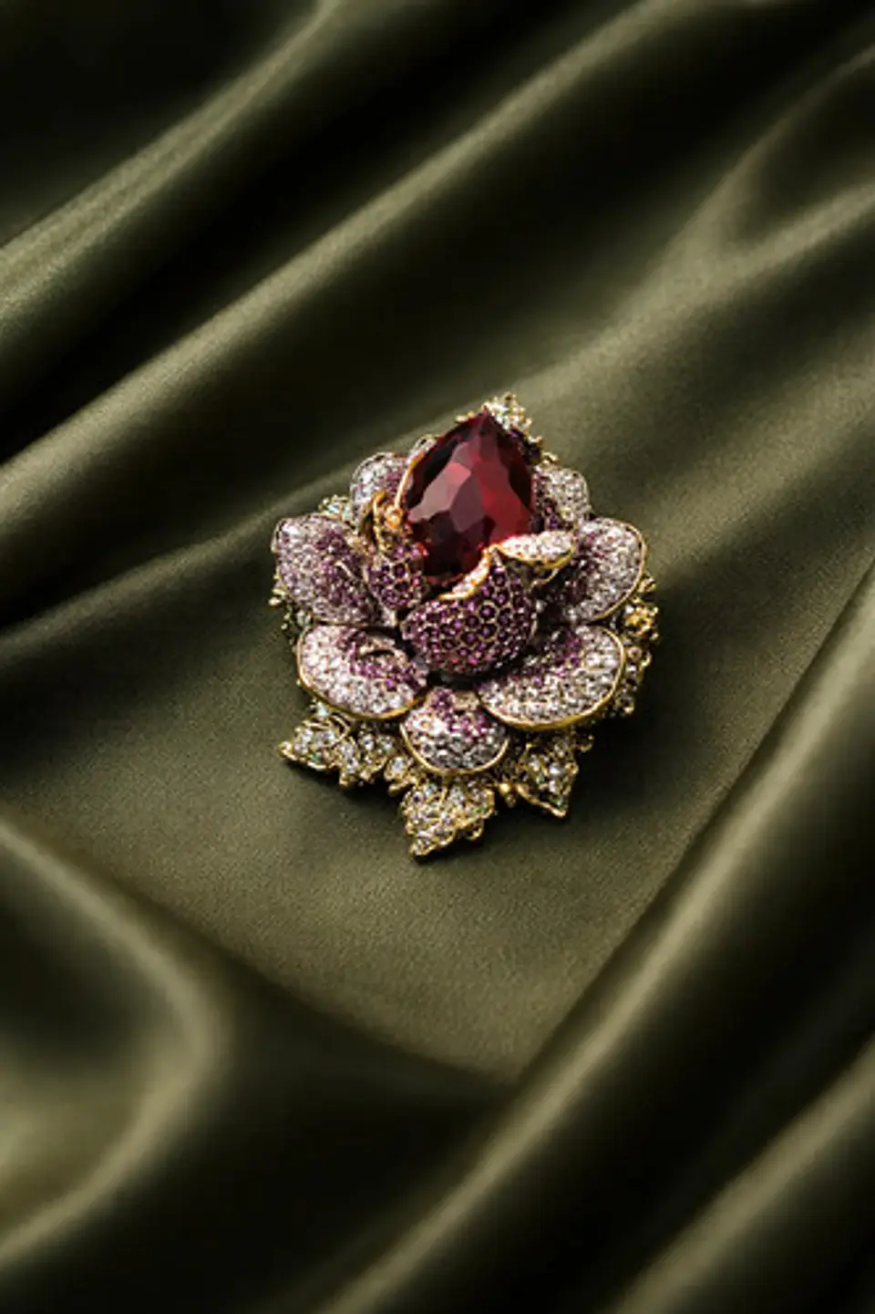 Broche De Alfiler Para Mujeres Flor Vintage Con Piedras Cz 24