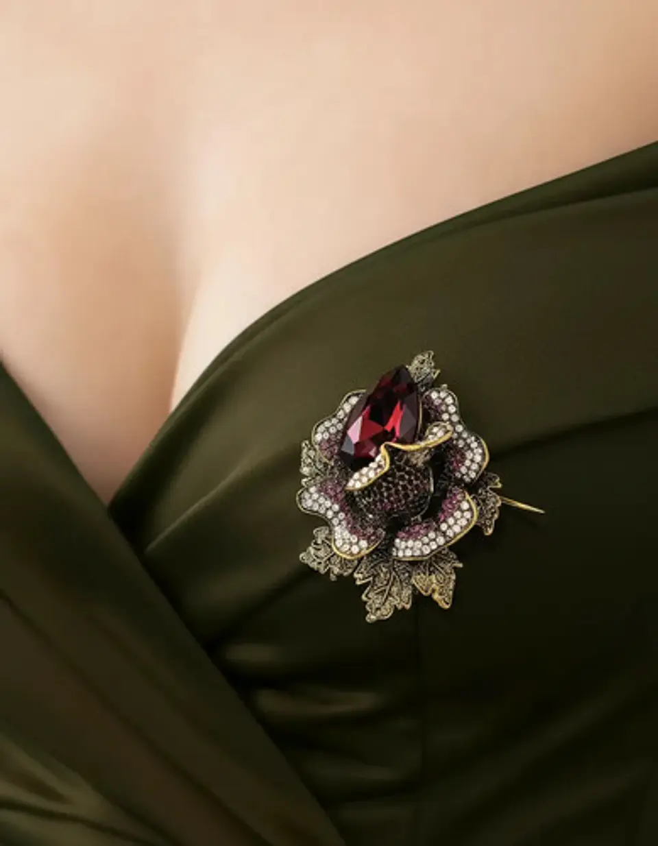 Broche De Alfiler Para Mujeres Flor Vintage Con Piedras Cz 25