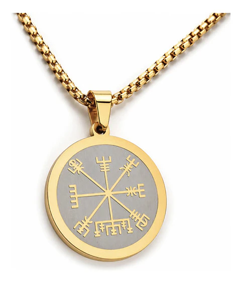Collar Vikingo De Acero Para Hombres Y Mujeres Dije Vegvísir