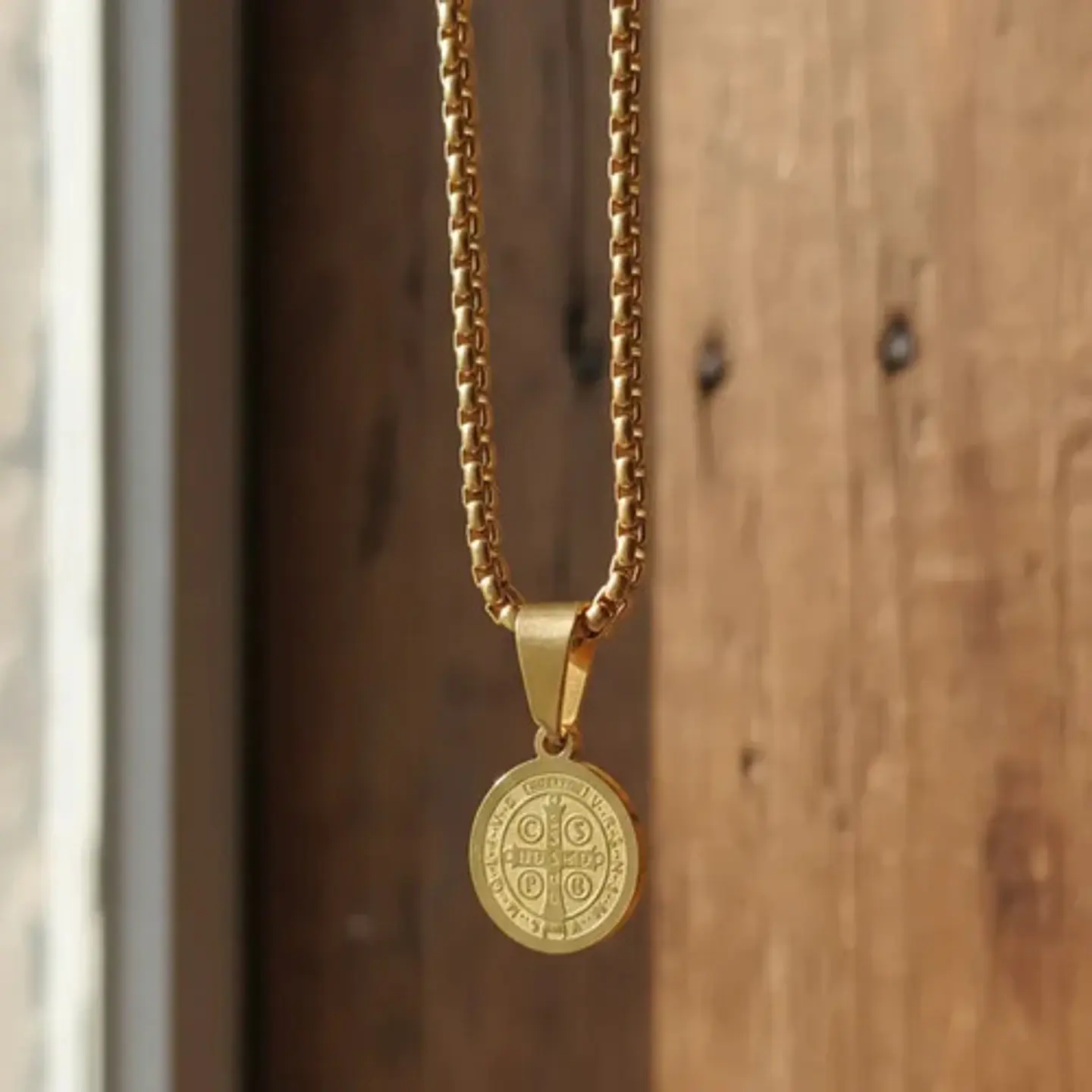 Collar De Acero Para Hombre Y Mujer Dije Medalla San Benito 5