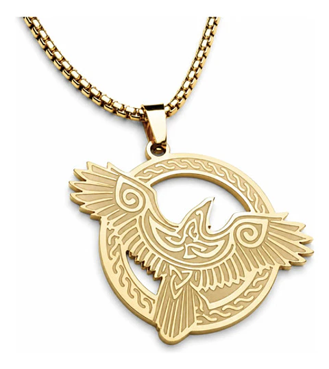 Collar Vikingo De Acero Para Hombre Mujer Dije Cuervo Nudos