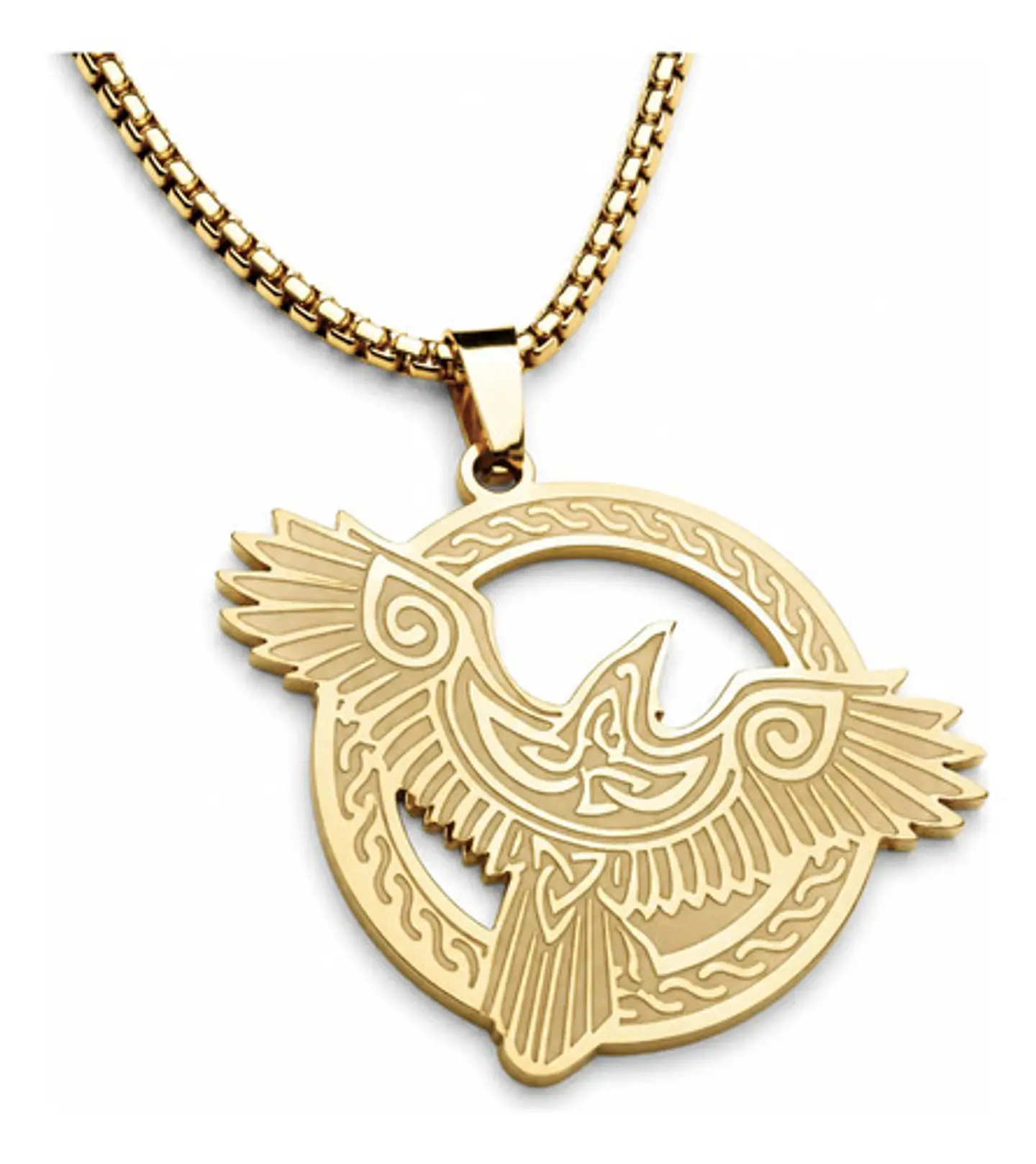 Collar Vikingo De Acero Para Hombre Mujer Dije Cuervo Nudos 1