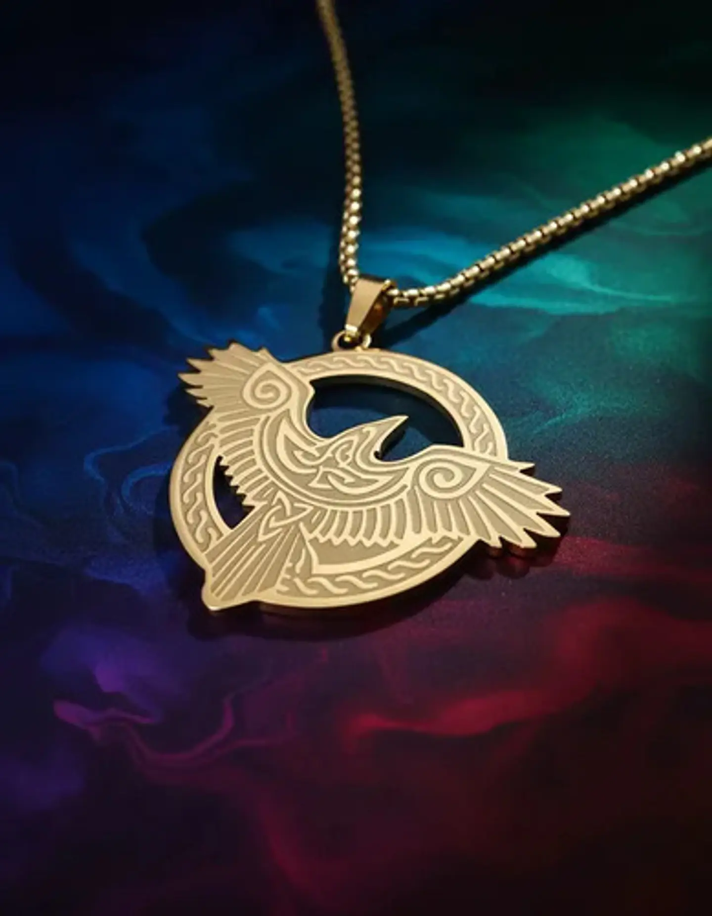 Collar Vikingo De Acero Para Hombre Mujer Dije Cuervo Nudos 3