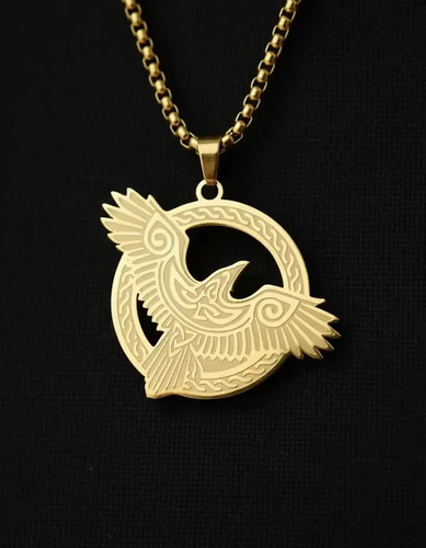 Collar Vikingo De Acero Para Hombre Mujer Dije Cuervo Nudos 6