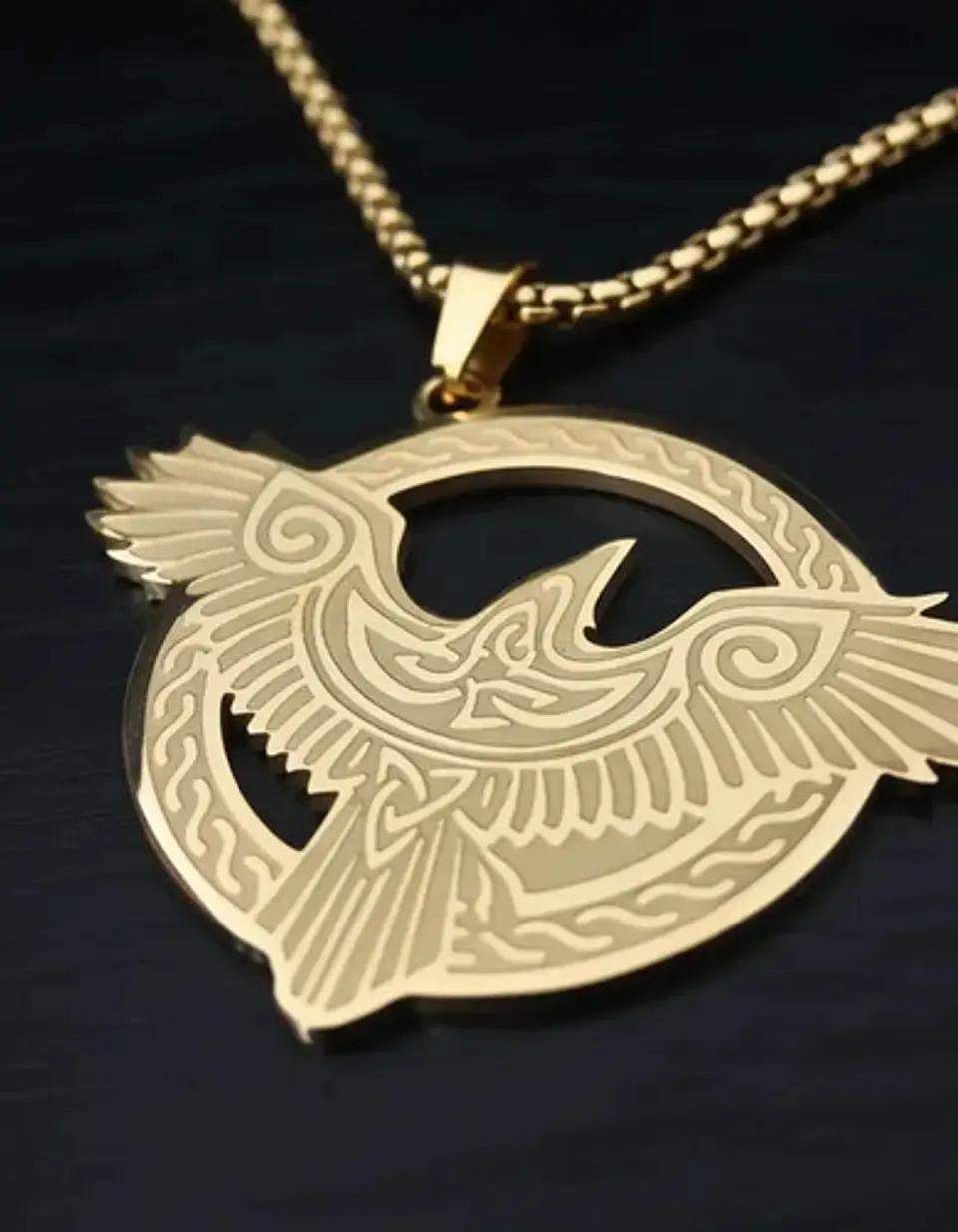 Collar Vikingo De Acero Para Hombre Mujer Dije Cuervo Nudos 8