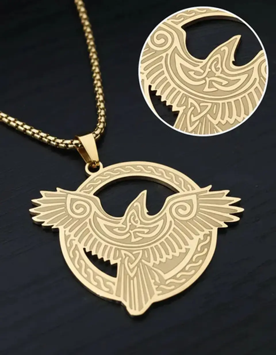 Collar Vikingo De Acero Para Hombre Mujer Dije Cuervo Nudos 10