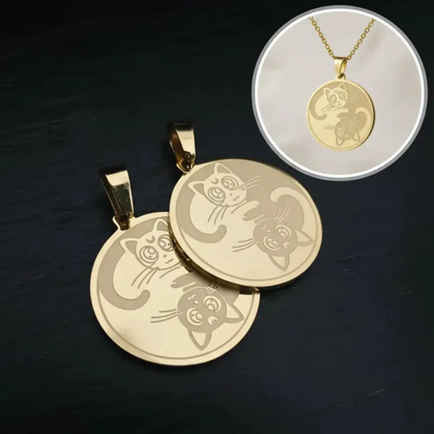Pack X2 De Acero Para Hombre Y Mujer Dijes Anime Sailor Moon 7