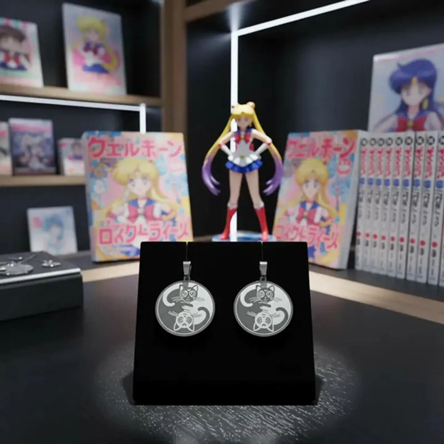 Pack X2 De Acero Para Hombre Y Mujer Dijes Anime Sailor Moon 12