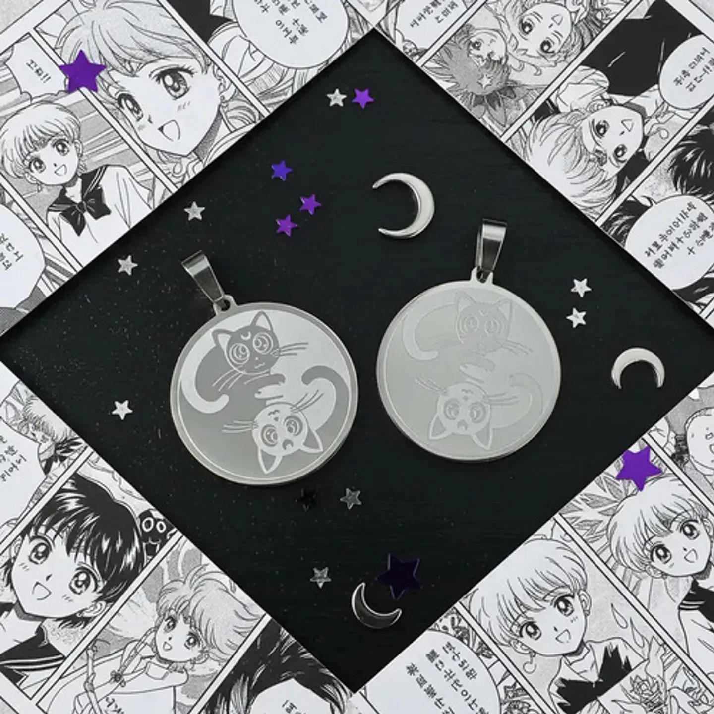 Pack X2 De Acero Para Hombre Y Mujer Dijes Anime Sailor Moon 13
