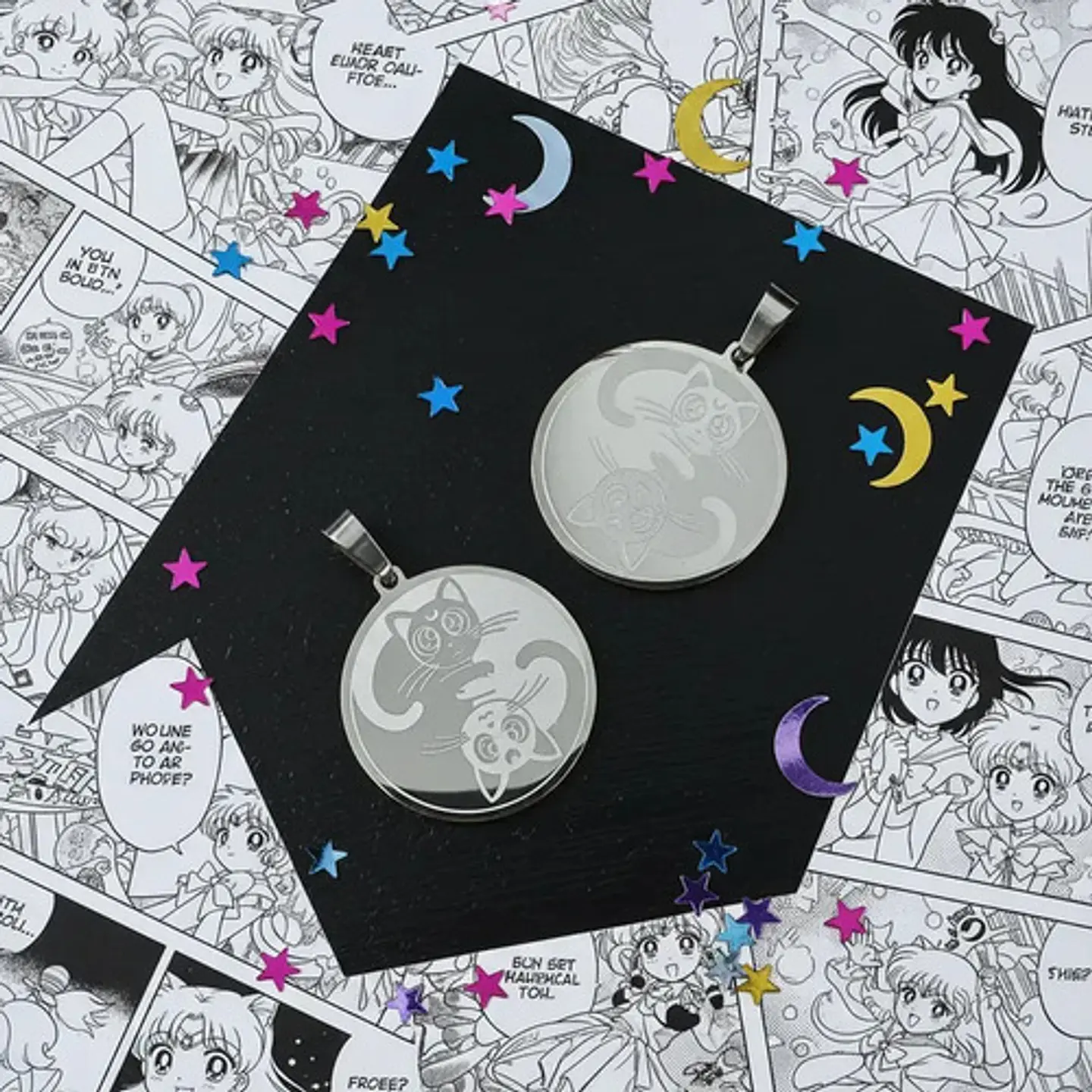 Pack X2 De Acero Para Hombre Y Mujer Dijes Anime Sailor Moon 14