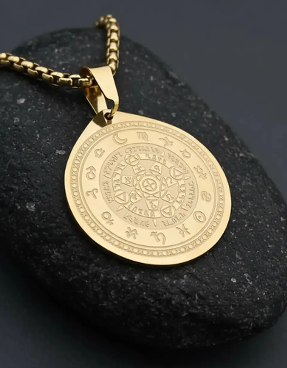 Collar De Acero Para Hombre Y Mujer Dije Heptagrama Alquimia 10