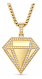 Collar De Acero Color Oro Para Hombres Dije Diamante Hip Hop - Miniatura 1