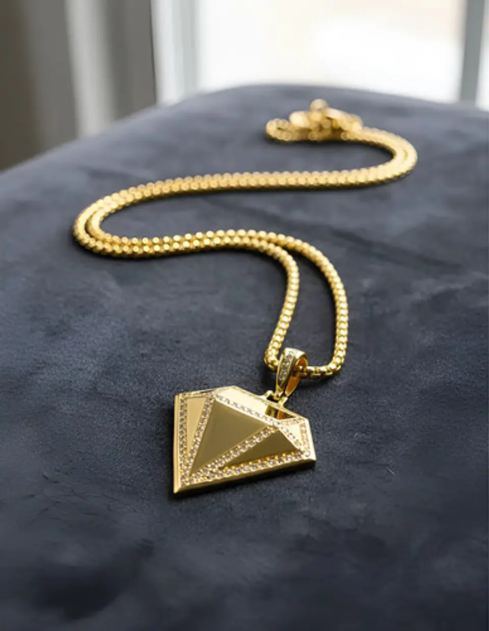 Collar De Acero Color Oro Para Hombres Dije Diamante Hip Hop 5