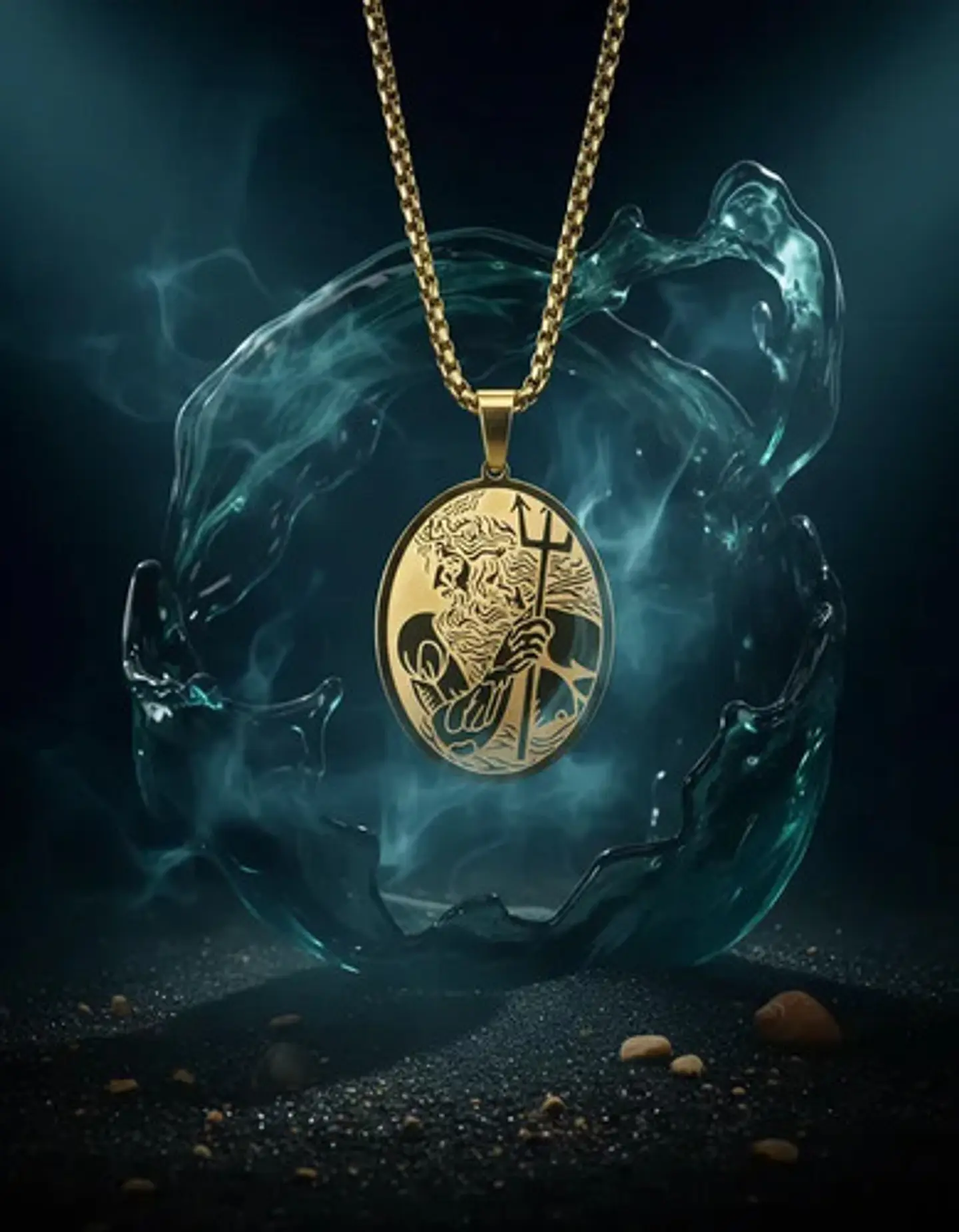 Collar De Acero Para Hombre Y Mujer Dije Poseidón Tridente 5