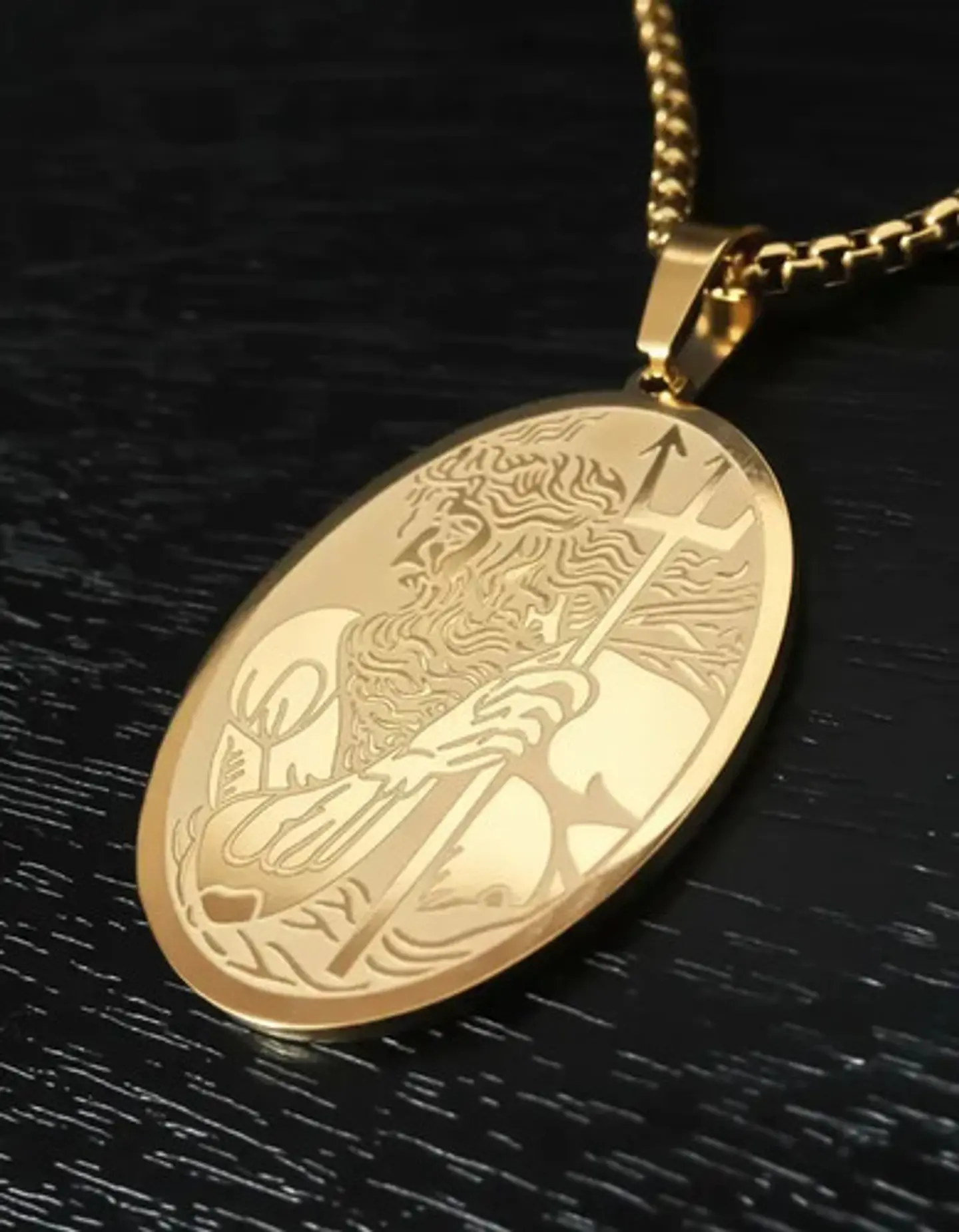 Collar De Acero Para Hombre Y Mujer Dije Poseidón Tridente 6