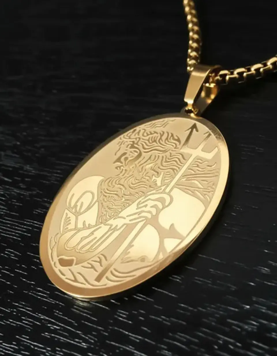 Collar De Acero Para Hombre Y Mujer Dije Poseidón Tridente 6
