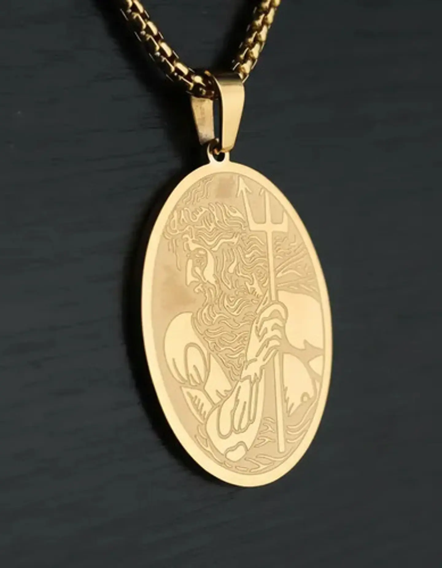 Collar De Acero Para Hombre Y Mujer Dije Poseidón Tridente 8