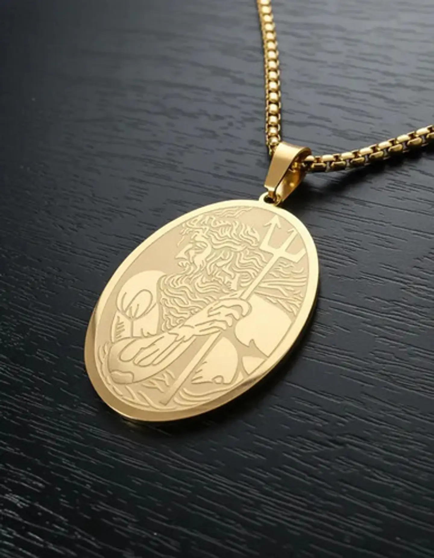 Collar De Acero Para Hombre Y Mujer Dije Poseidón Tridente 9