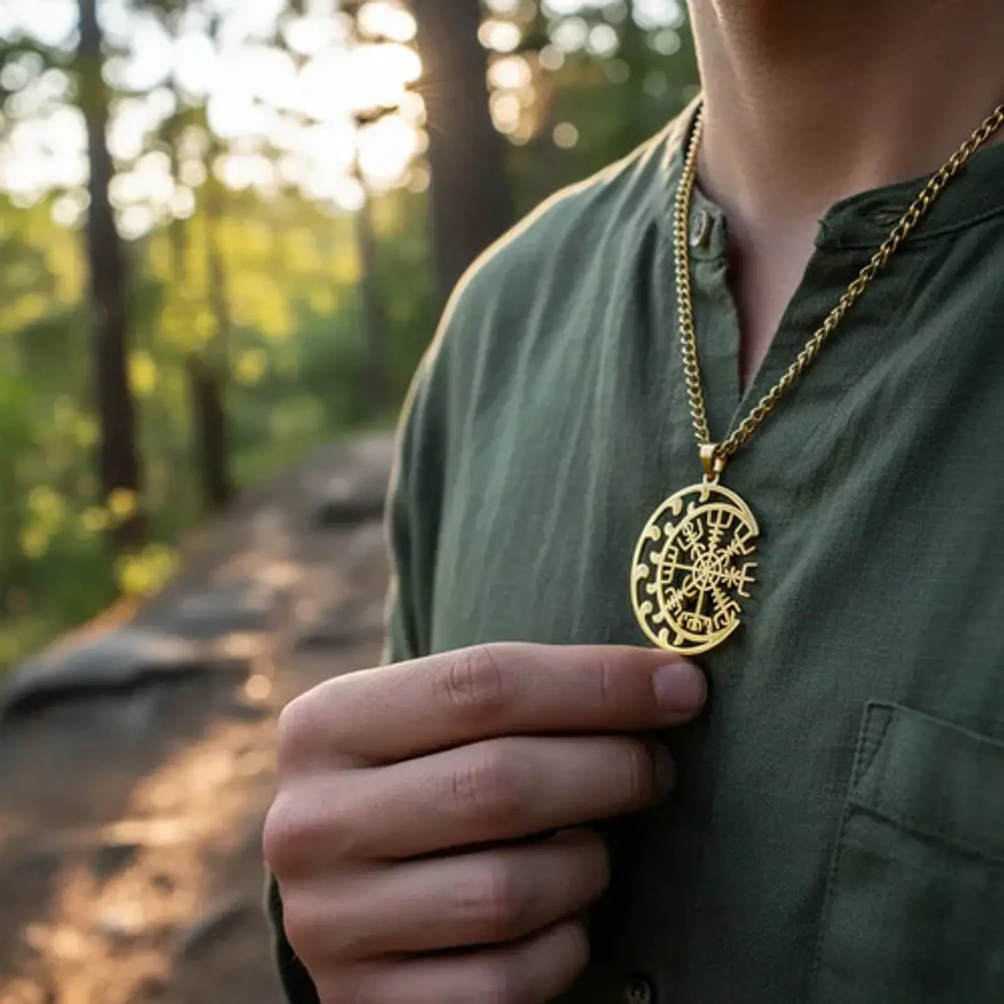 Collar Vikingo De Acero Para Hombre Mujer Dije Luna Vegvísir 4