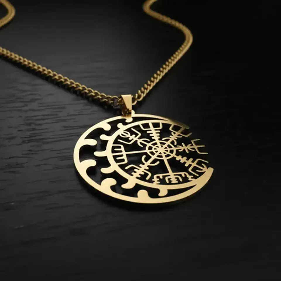 Collar Vikingo De Acero Para Hombre Mujer Dije Luna Vegvísir 5