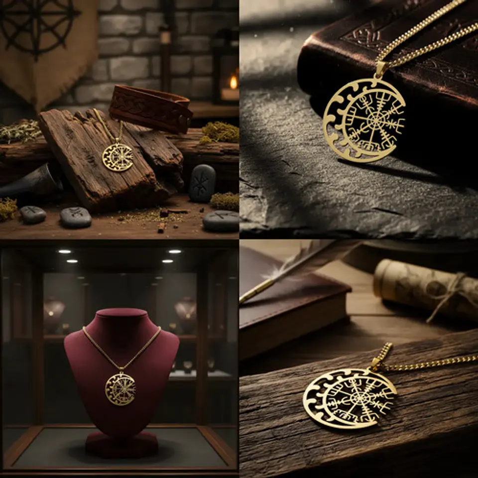 Collar Vikingo De Acero Para Hombre Mujer Dije Luna Vegvísir 10