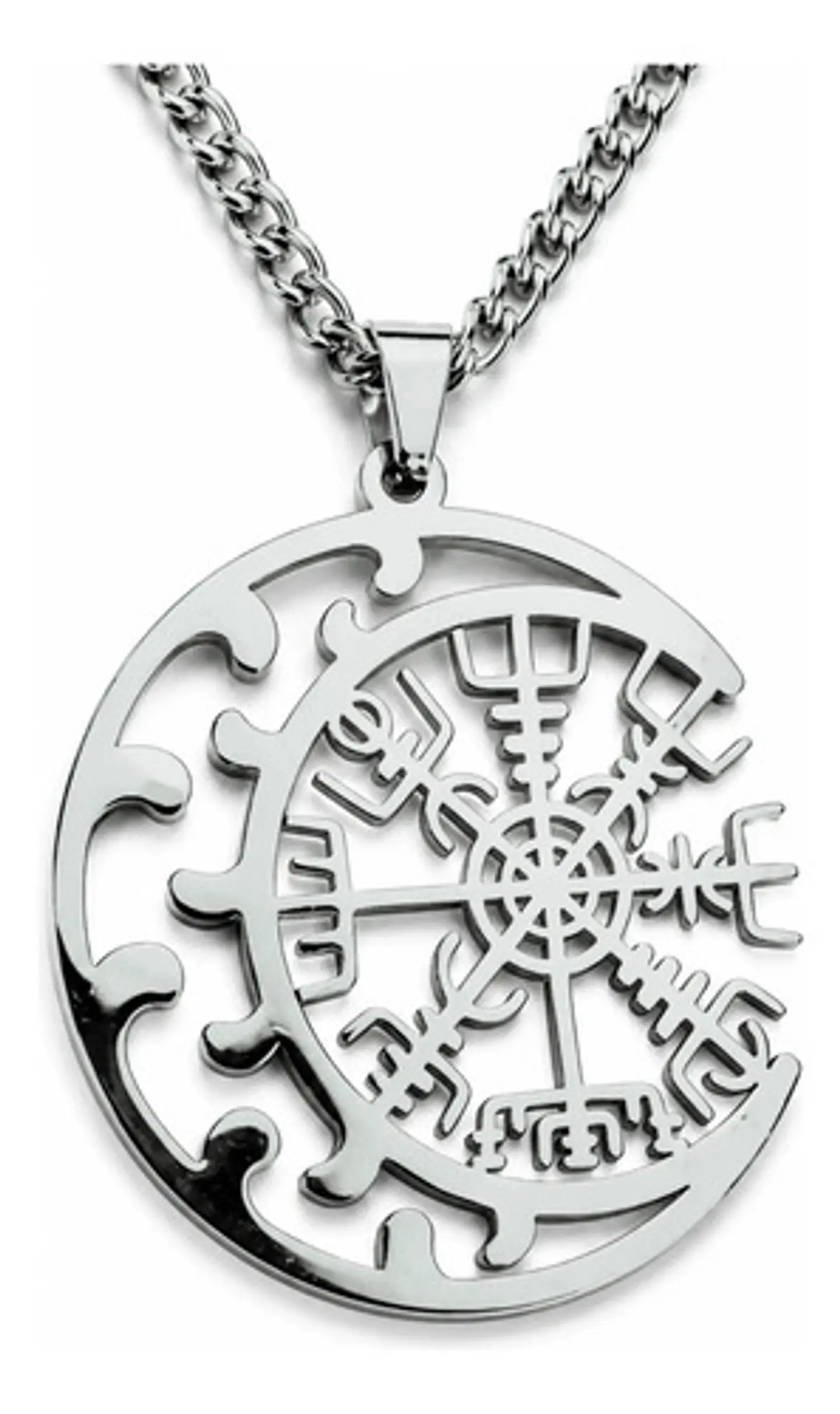 Collar Vikingo De Acero Para Hombre Mujer Dije Luna Vegvísir 11