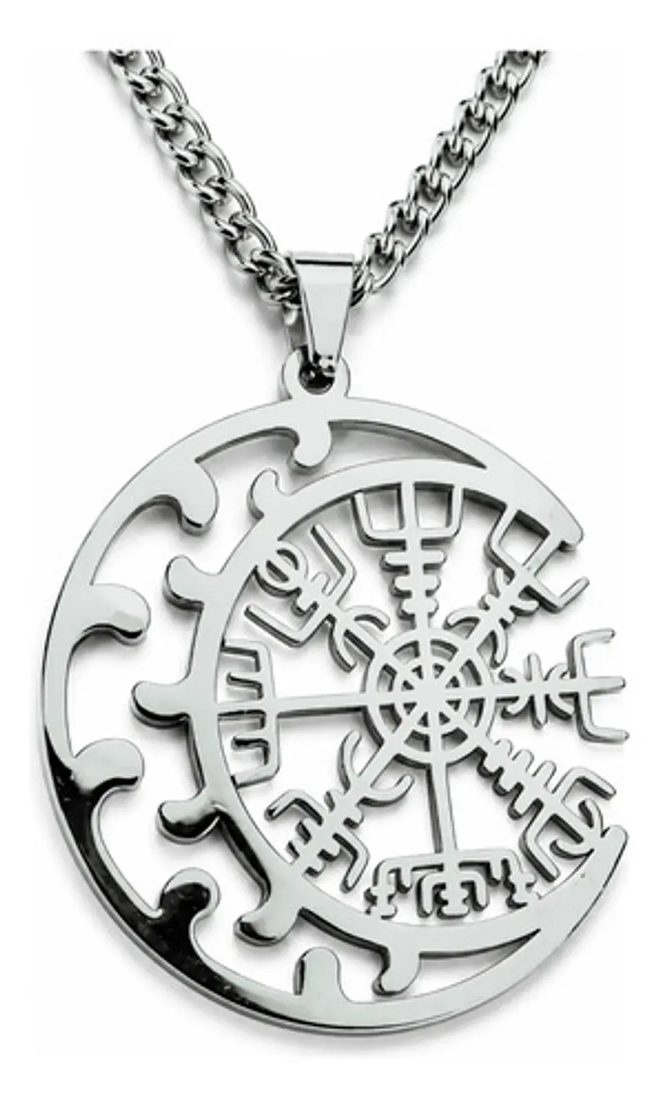 Collar Vikingo De Acero Para Hombre Mujer Dije Luna Vegvísir 11
