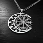 Collar Vikingo De Acero Para Hombre Mujer Dije Luna Vegvísir - Miniatura 19
