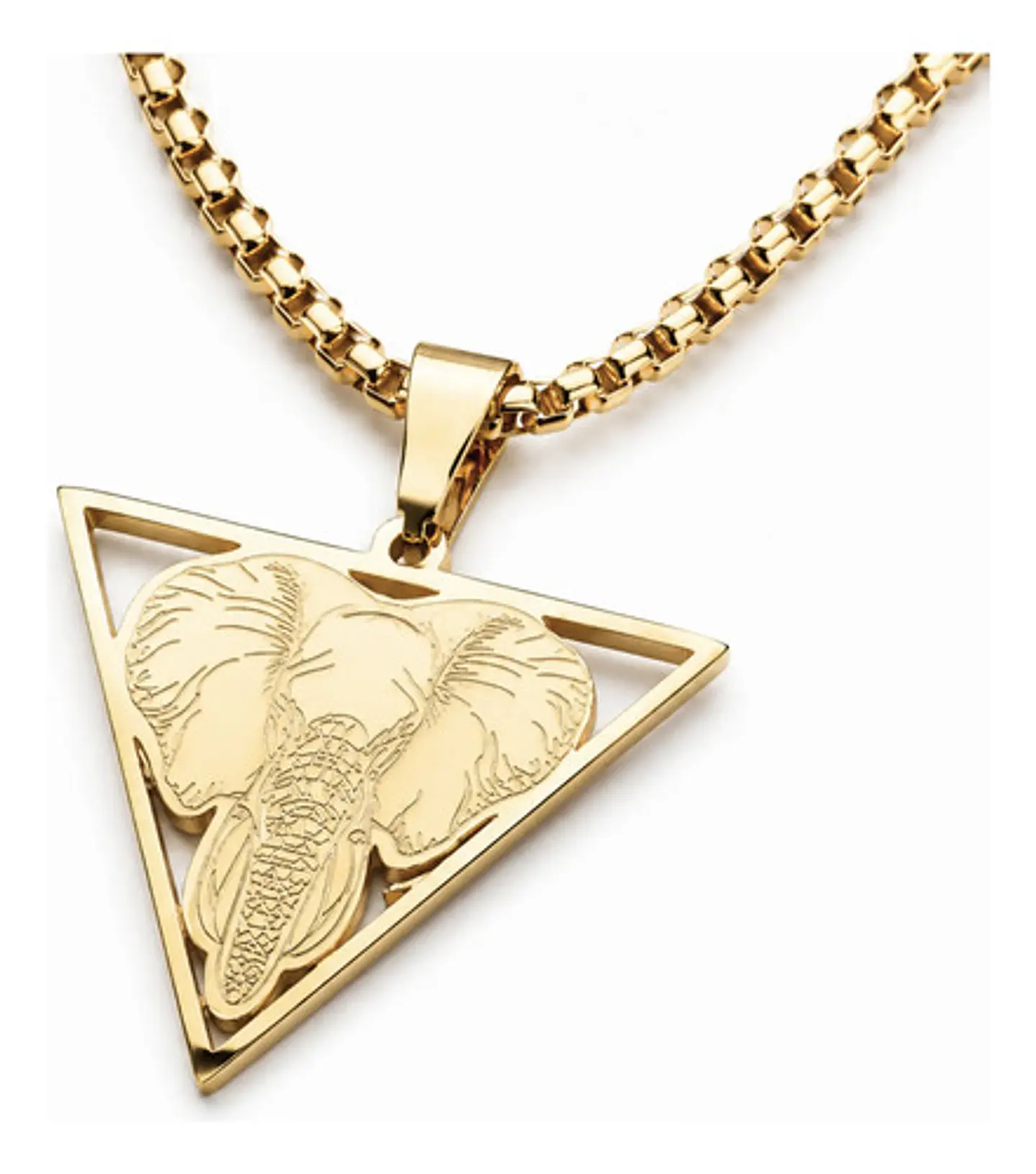 Collar De Acero Para Hombre Y Mujer Dije Elefante Geometrico 2