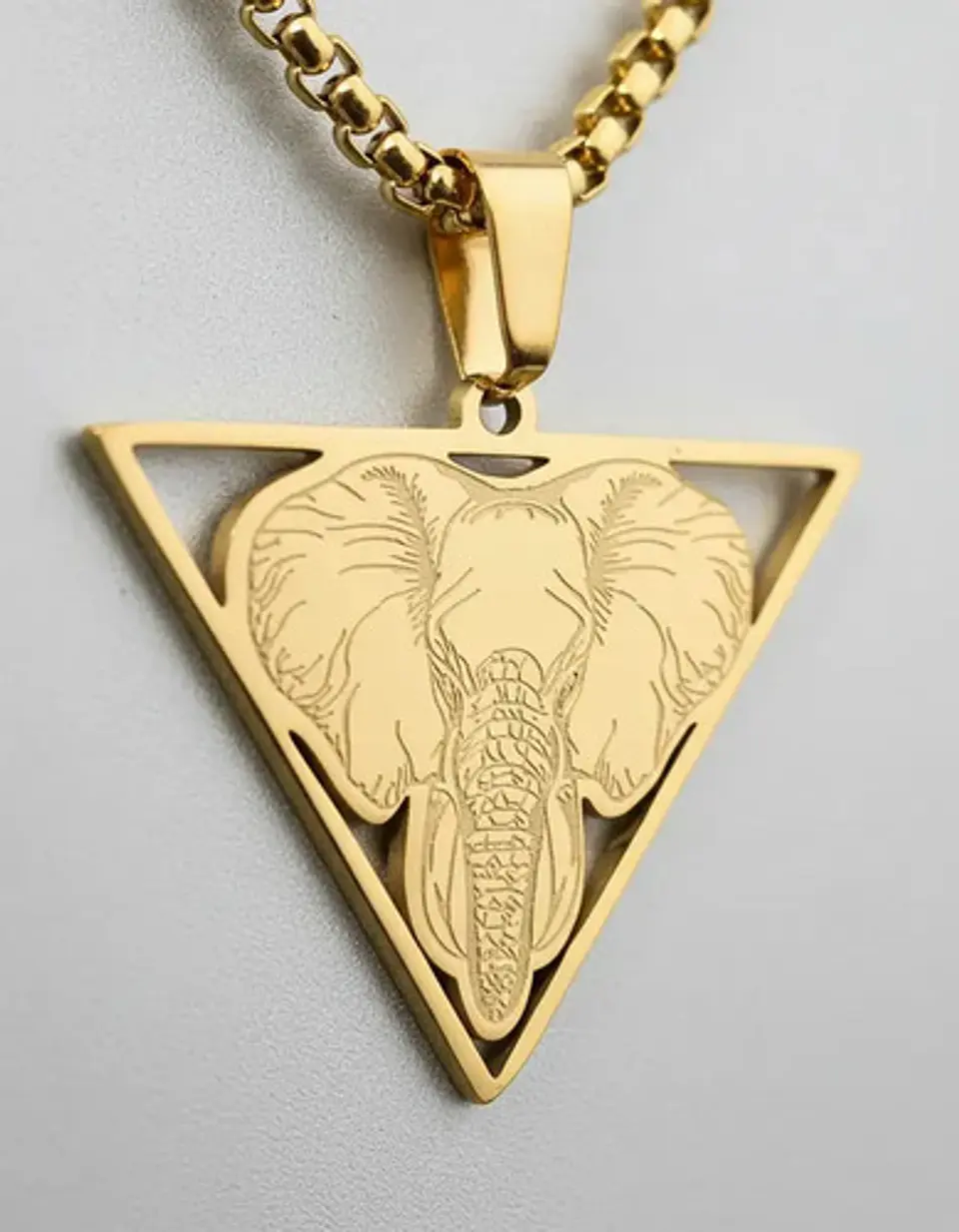 Collar De Acero Para Hombre Y Mujer Dije Elefante Geometrico 4