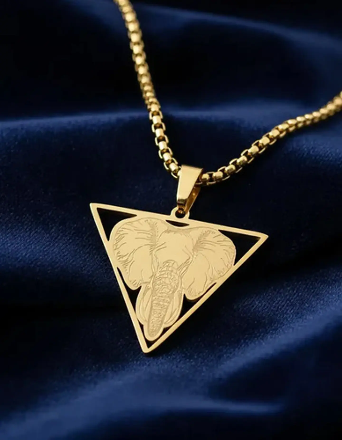 Collar De Acero Para Hombre Y Mujer Dije Elefante Geometrico 9