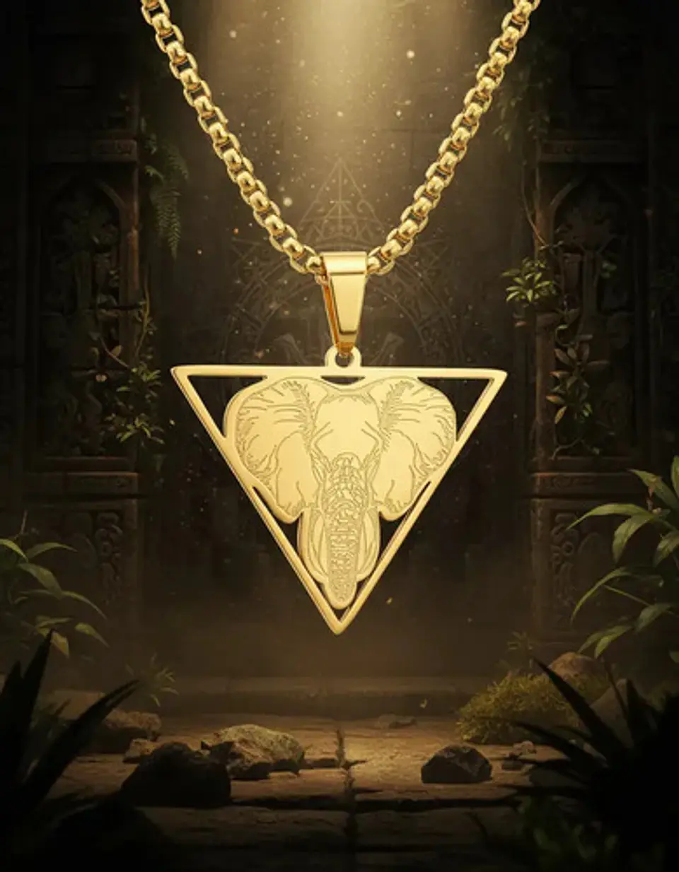 Collar De Acero Para Hombre Y Mujer Dije Elefante Geometrico 10