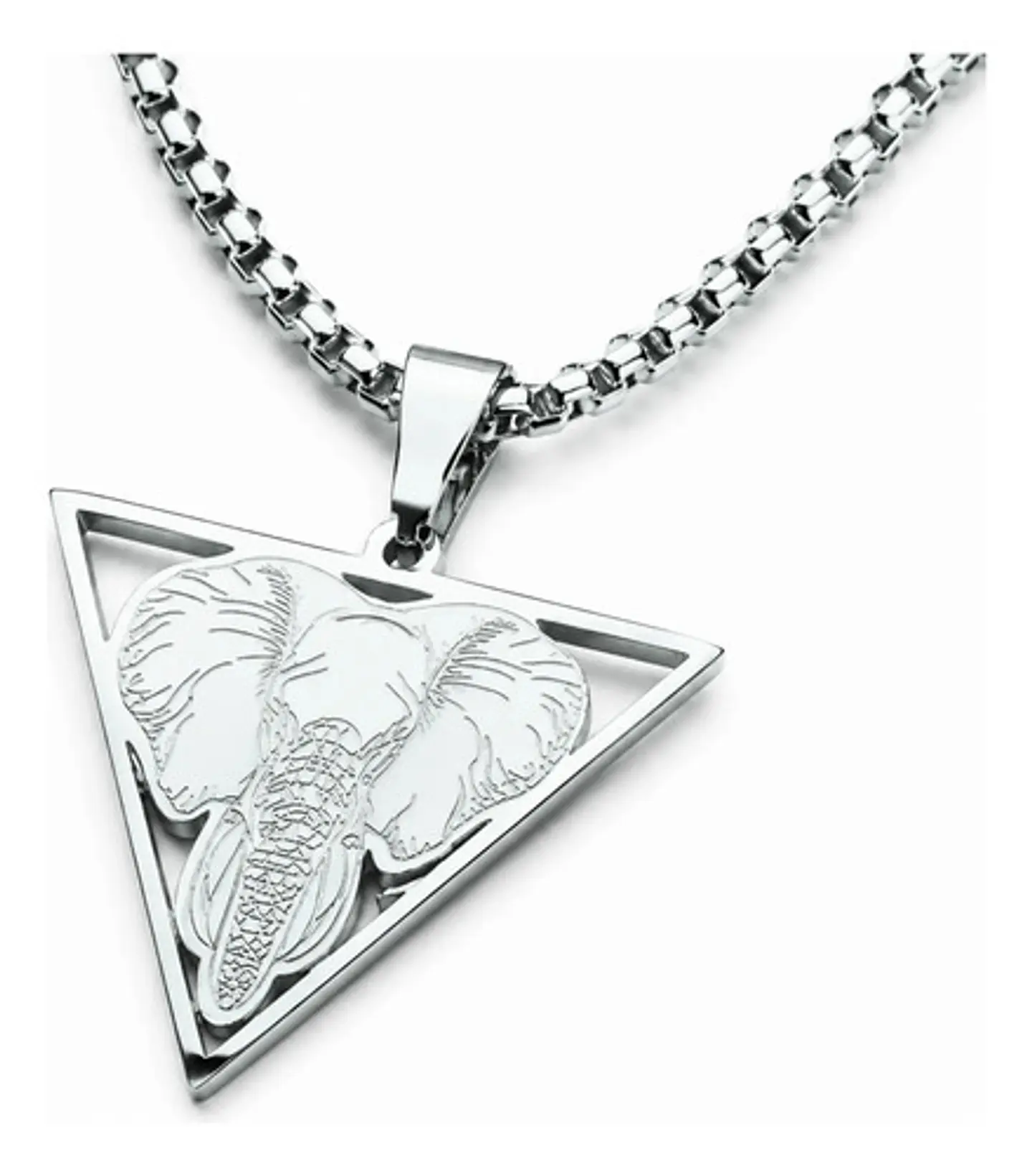 Collar De Acero Para Hombre Y Mujer Dije Elefante Geometrico 11