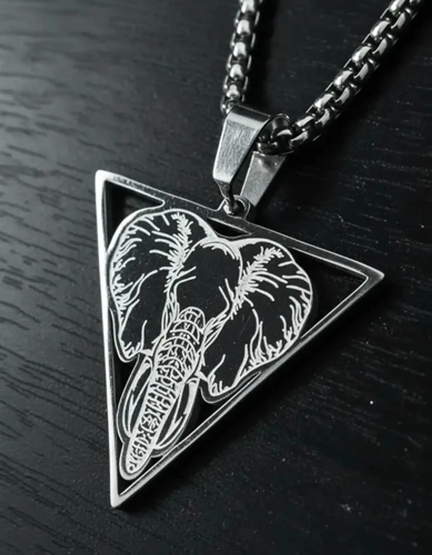 Collar De Acero Para Hombre Y Mujer Dije Elefante Geometrico 16