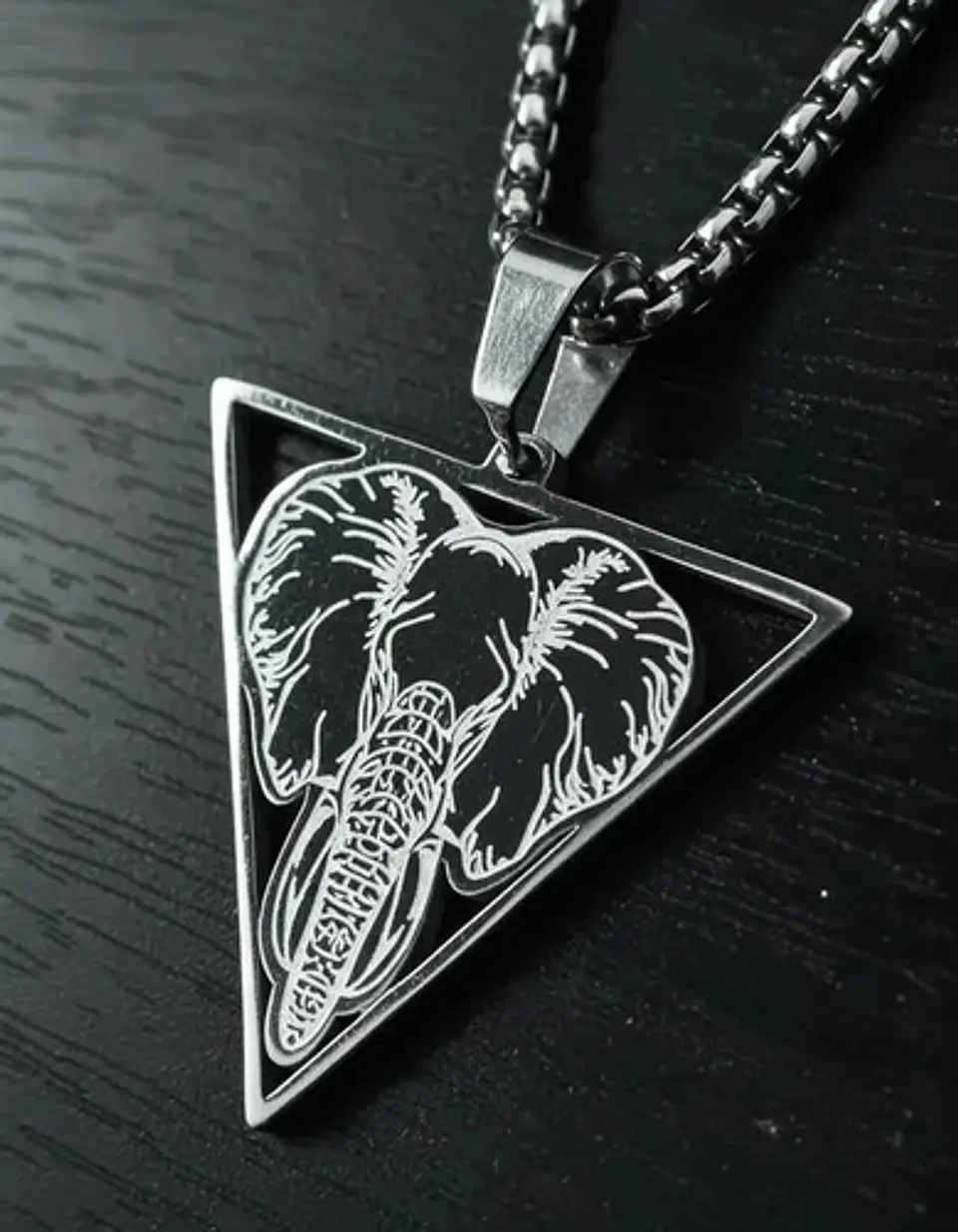 Collar De Acero Para Hombre Y Mujer Dije Elefante Geometrico 16