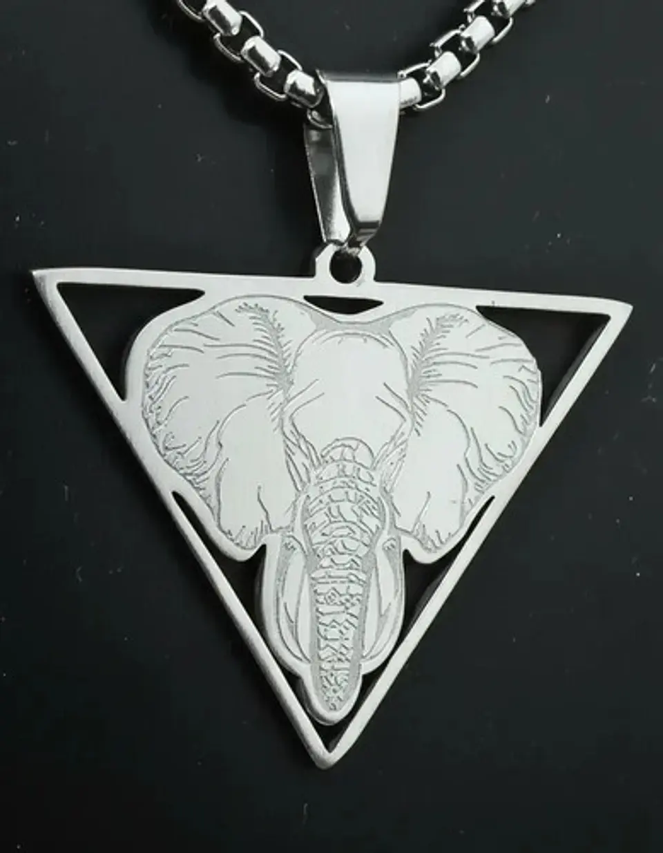 Collar De Acero Para Hombre Y Mujer Dije Elefante Geometrico 17