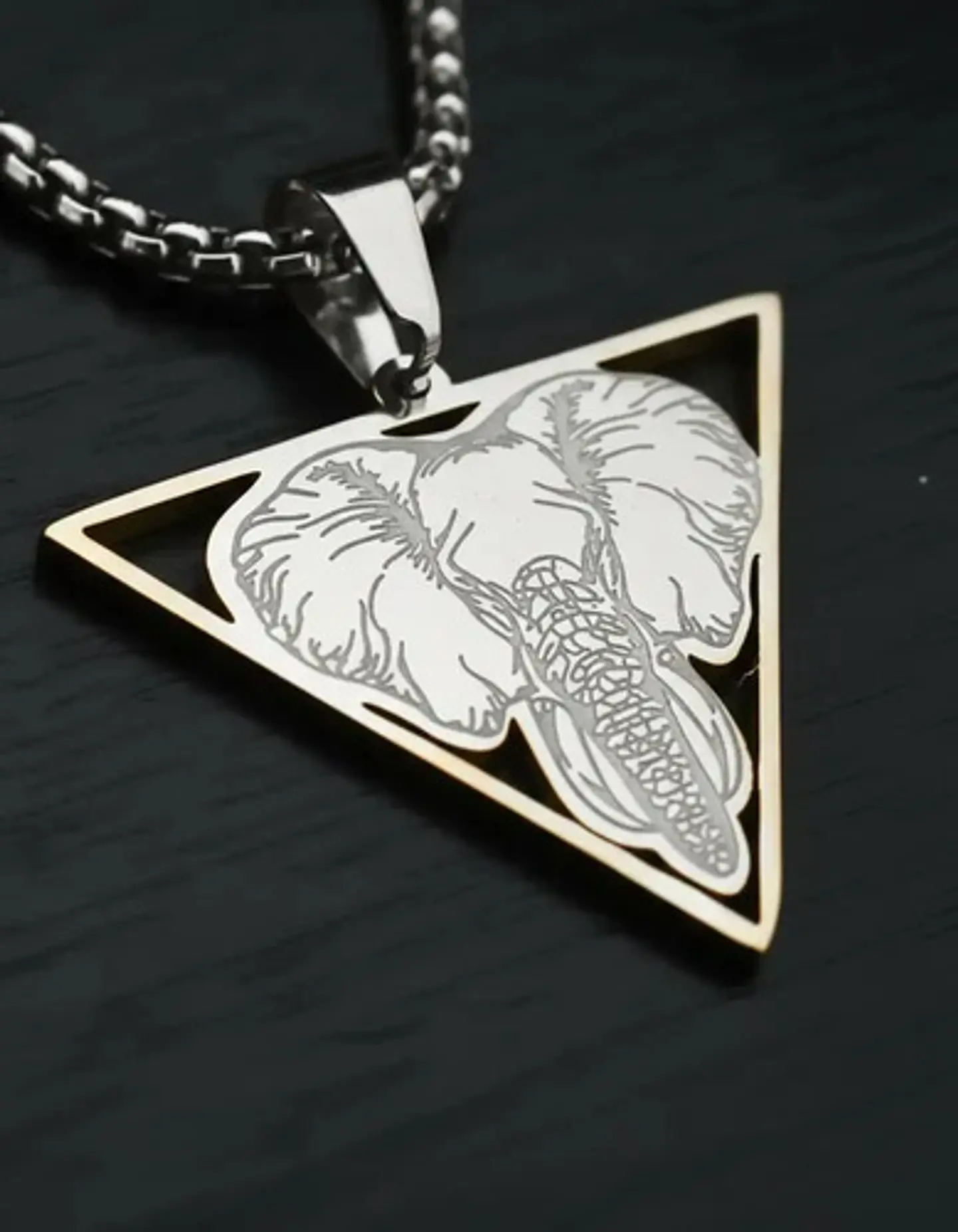 Collar De Acero Para Hombre Y Mujer Dije Elefante Geometrico 19