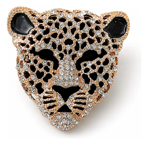 Broche De Alfiler Hombres Y Mujeres Cabeza Leopardo Cristal