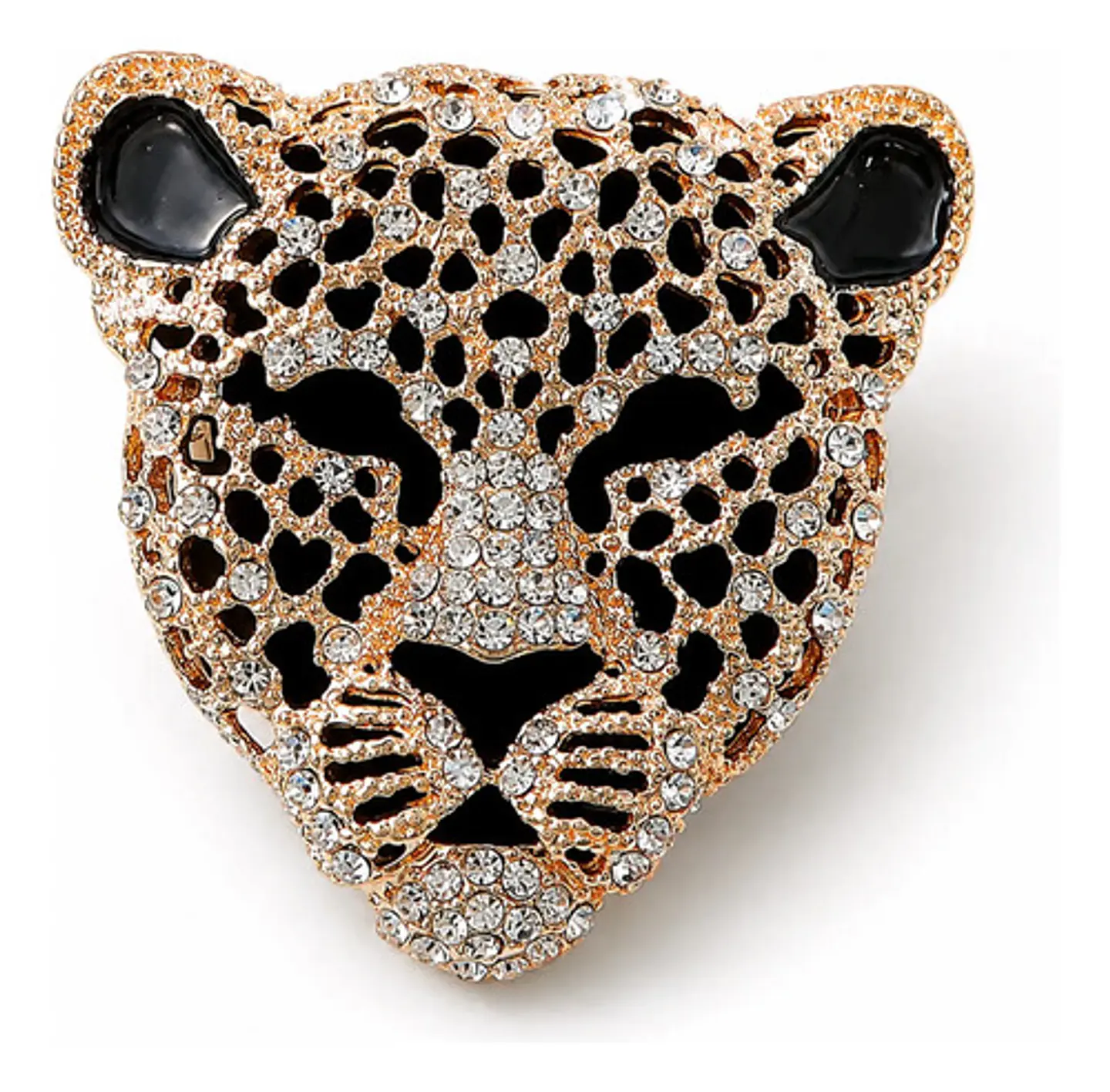 Broche De Alfiler Hombres Y Mujeres Cabeza Leopardo Cristal 1