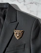 Broche De Alfiler Hombres Y Mujeres Cabeza Leopardo Cristal - Miniatura 2