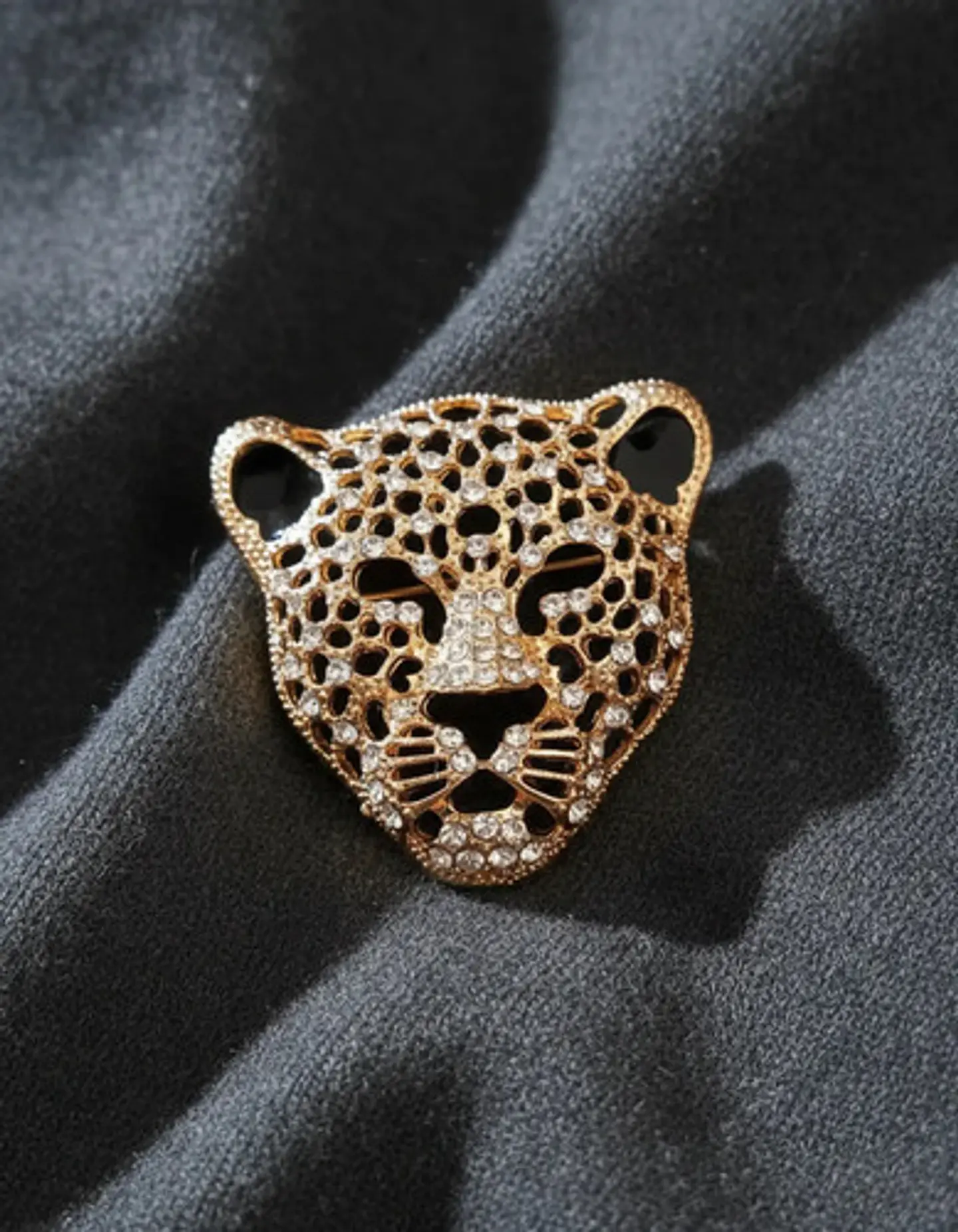 Broche De Alfiler Hombres Y Mujeres Cabeza Leopardo Cristal 4