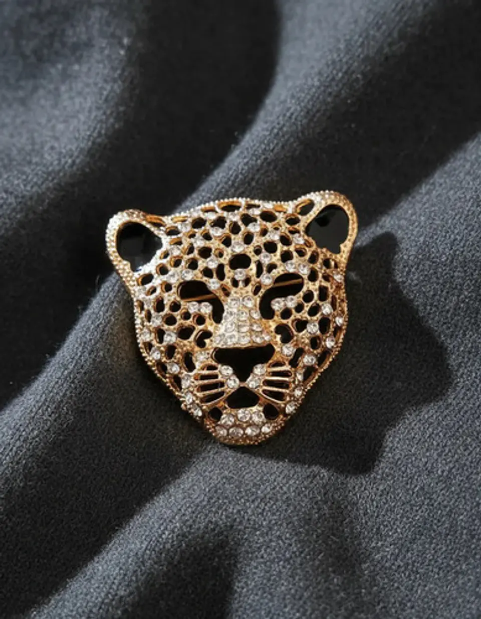 Broche De Alfiler Hombres Y Mujeres Cabeza Leopardo Cristal 4