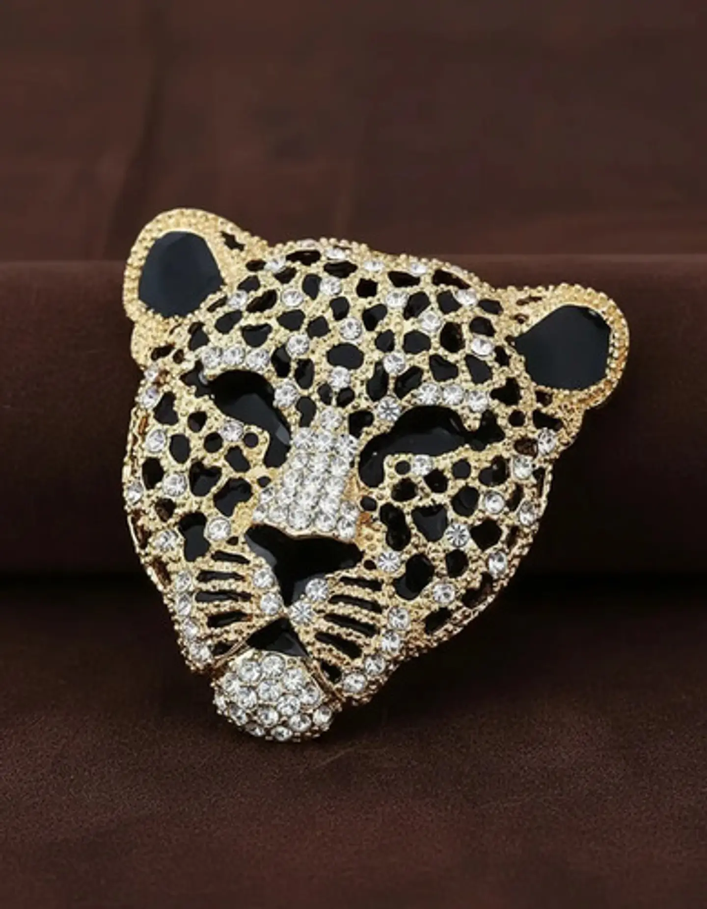 Broche De Alfiler Hombres Y Mujeres Cabeza Leopardo Cristal 6